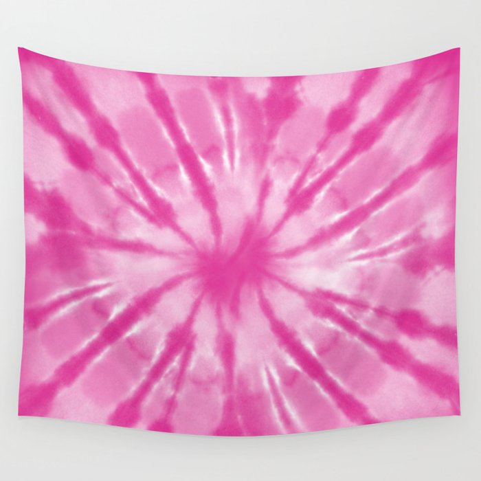 Pink and White Spider Tie Dye Wall Tapestry