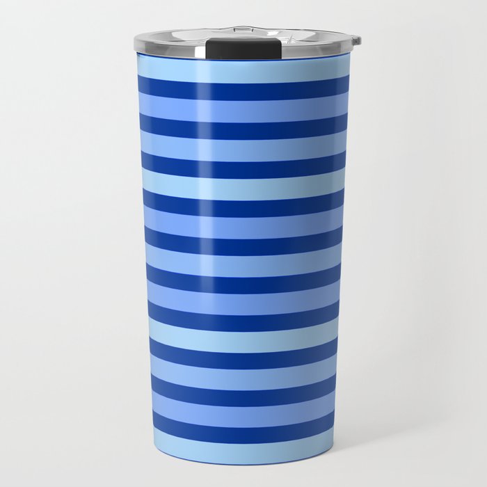Light And Navy Blue Stripes Modern Summer Collection Travel Mug