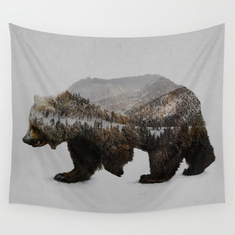 The Kodiak Brown Bear Wall Tapestry by daviesbabies