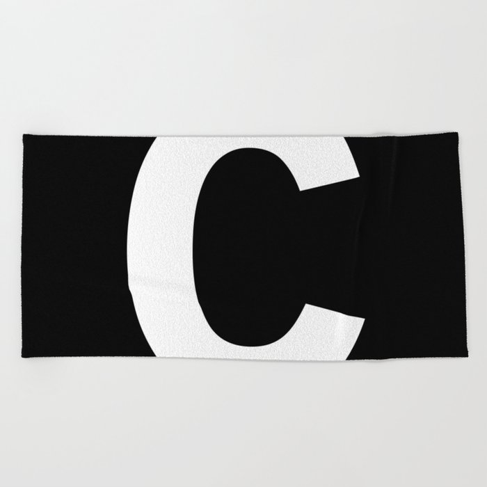 Letter C (White & Black) Beach Towel