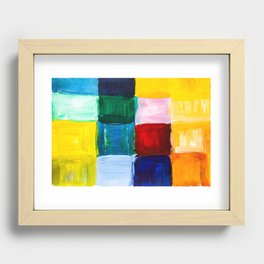 Painted color squares abstract painting Recessed Framed Print