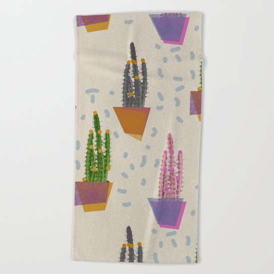 Cacti in the pot Beach Towel