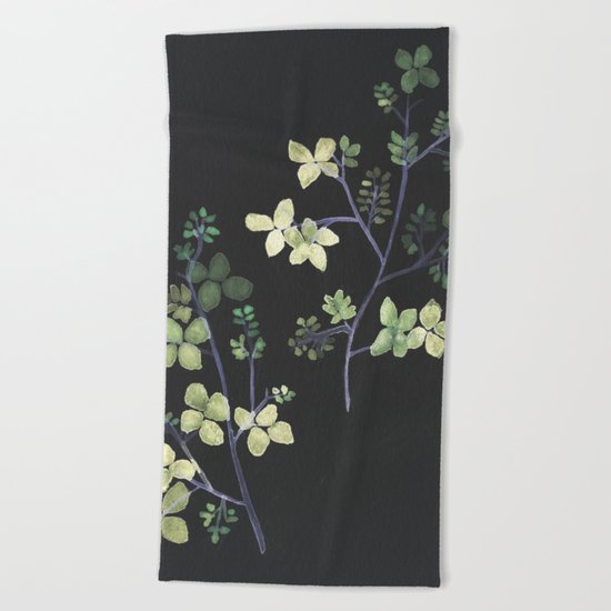 Olive Flowers Beach Towel