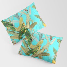 Vintage & Shabby Chic - Teal Tropical Bird and Banana Tree Garden Pillow Sham