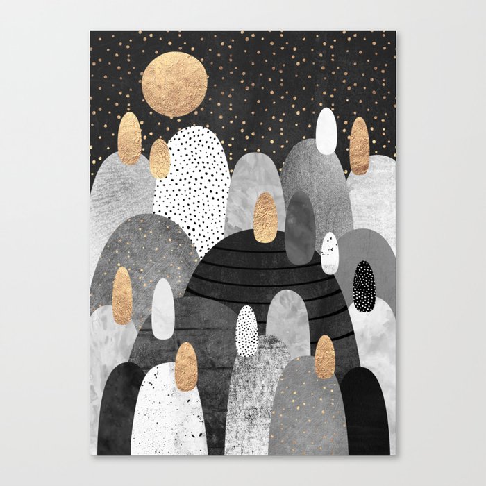 Little Land of Pebbles / Night Canvas Print