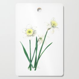 White Daffodils - 'Ice Follies' Botanical Illustration Cutting Board