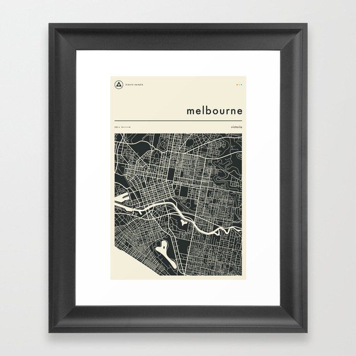 Melbourne Map Framed Art Print by Jazzberry Blue Society6