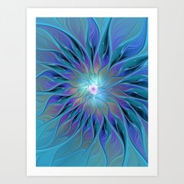 Decorative Blue Purple Turquoise Flower Fractal Art Art Print