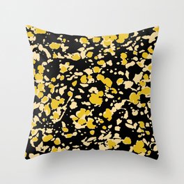Black and yellow Abstract Ditsy Floral Throw Pillow
