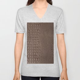 Brown leather texture background close up macro V Neck T Shirt