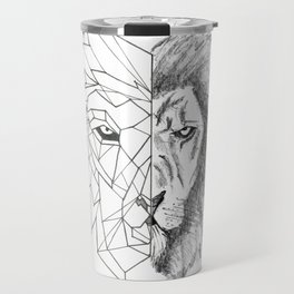 "Half Geometric Lion Head" Travel Mug