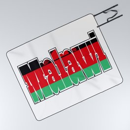 Malawi Font with Malawian Flag Picnic Blanket