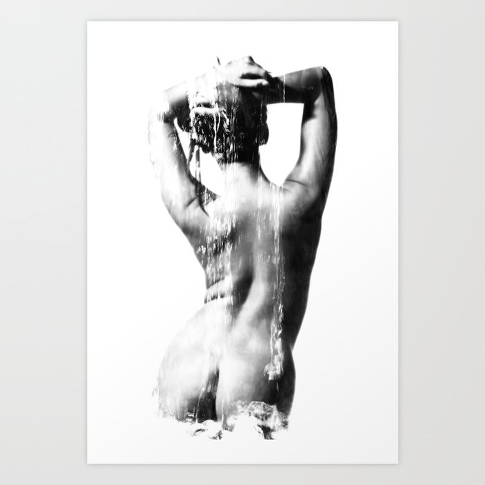 Sensual Fineart Creation with a well curved nude woman in water wellness style #2119 Art Print