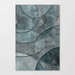 Teal Eclectic Marble Shapes Mid Century Elegant Abstract Art Canvas Print