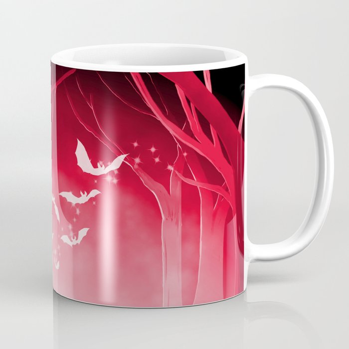 Dark Forest at Dawn in Ruby Coffee Mug