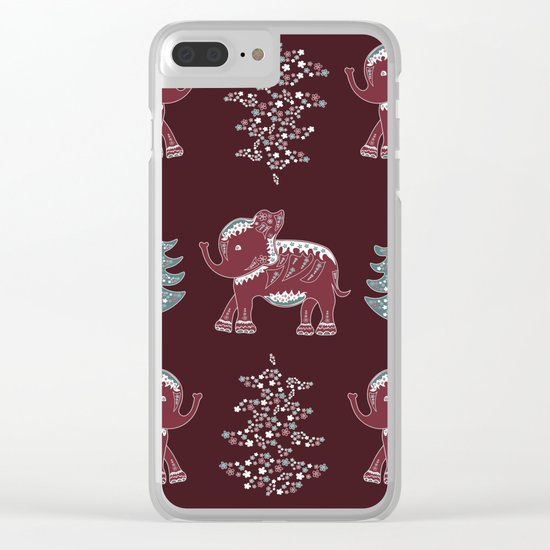 Elephants, trees and flowers Clear iPhone Case