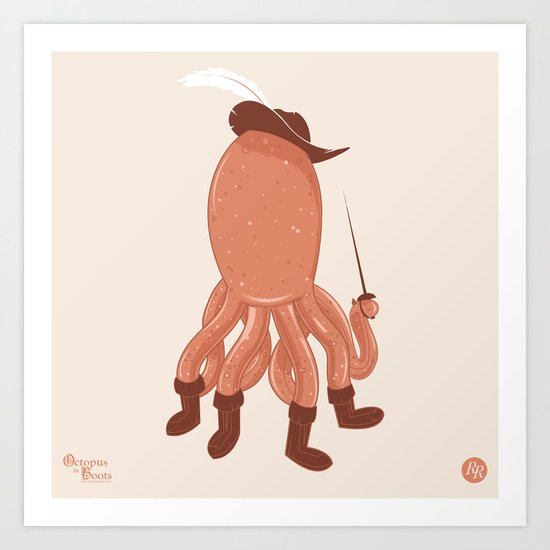 Octopus in Boots Art Print
