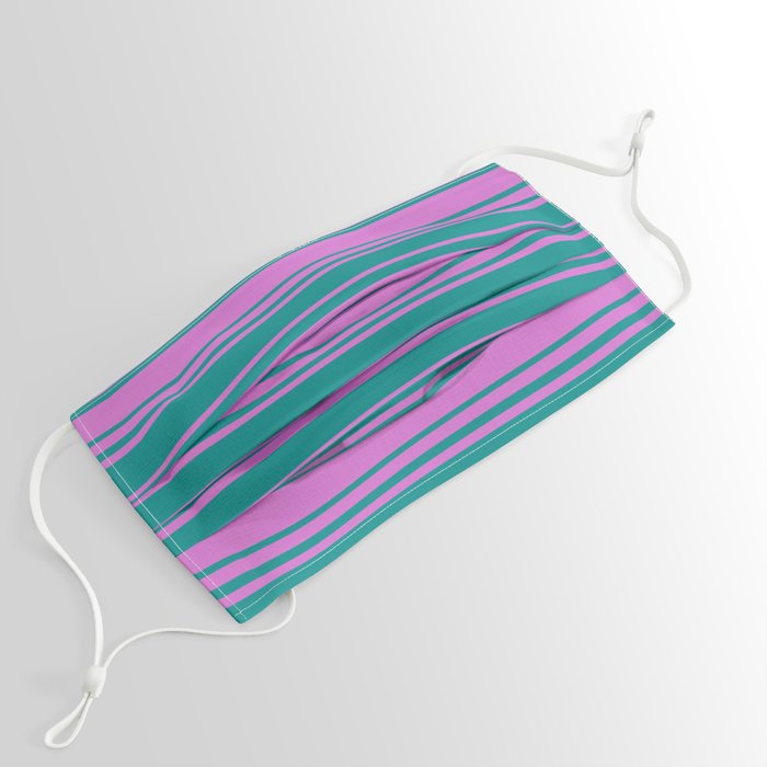 Orchid and Dark Cyan Colored Stripes/Lines Pattern Face Mask
