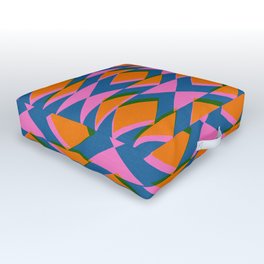 Colorful Geometric Shapes in Blue and Orange Outdoor Floor Cushion | Pattern, Pink, Trendy, Geometry, Graphicdesign, Shapes, Vibrant, Colorful, Texture, Cool 