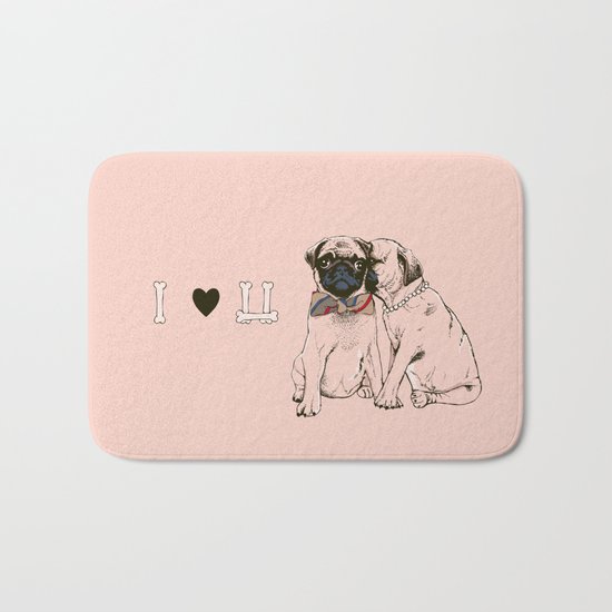 The Love of Pug Bath Mat