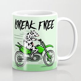 Cow riding a motorbike Mug