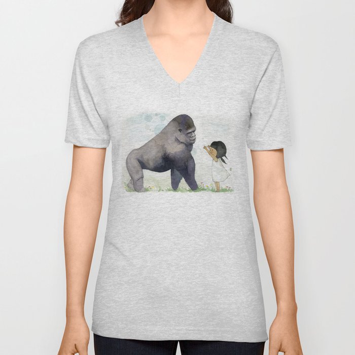 Hug me , Mr. Gorilla V Neck T Shirt