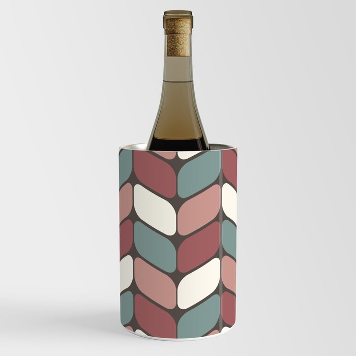 Vintage Diagonal Rectangles Brown Pink White Wine Chiller