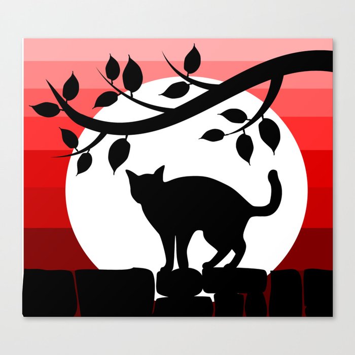 Cute Cat In the moon light Canvas Print