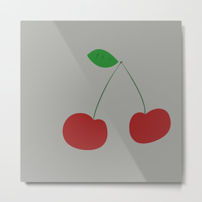 Cherries Minimalist Art Drawing Metal Print