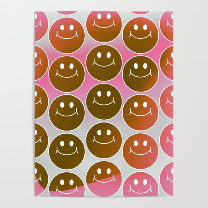 Gradient Smiley Face Pattern  Poster