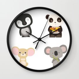 panda koala pinguin and mouse Wall Clock