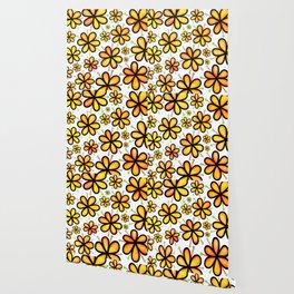 Doodle Daisy Flower Pattern 18 Wallpaper