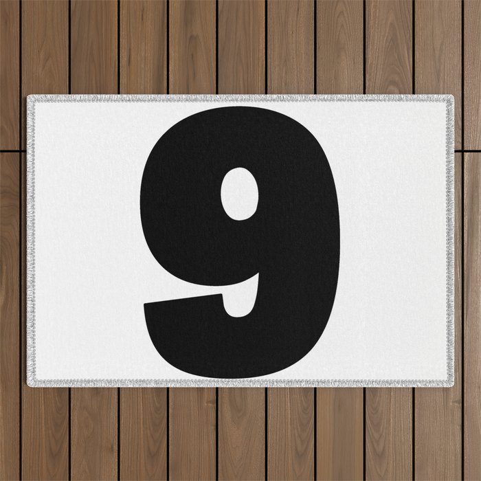 9 (Black & White Number) Outdoor Rug