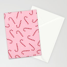 Christmas Candy Cane Pink Stationery Card