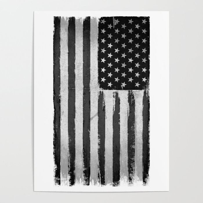 Black and white USA flag Grunge Poster