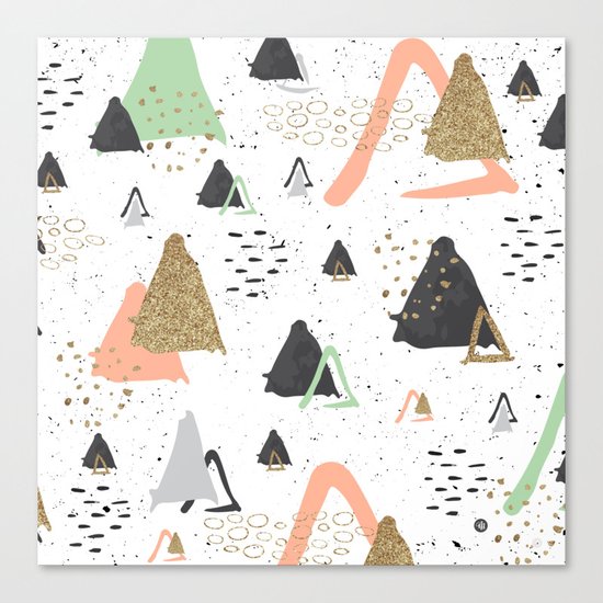 Triangles & textures watercolor Canvas Print