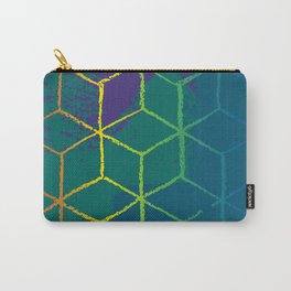 Rainbow Cube Sacred Geometry Pattern Brushstroke Carry-All Pouch
