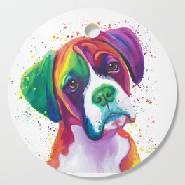Rainbow Boxer Dog breeed Cutting Board