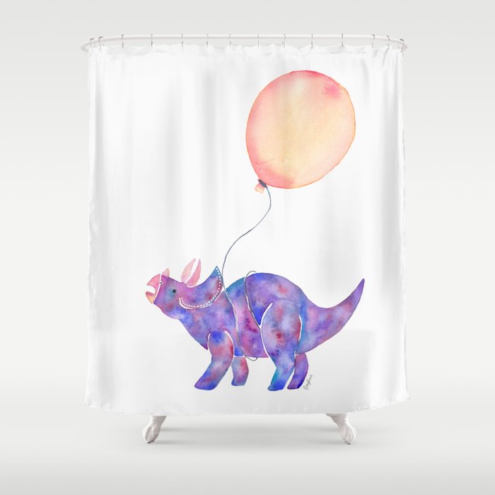 Tie-dye Triceratops Shower Curtain