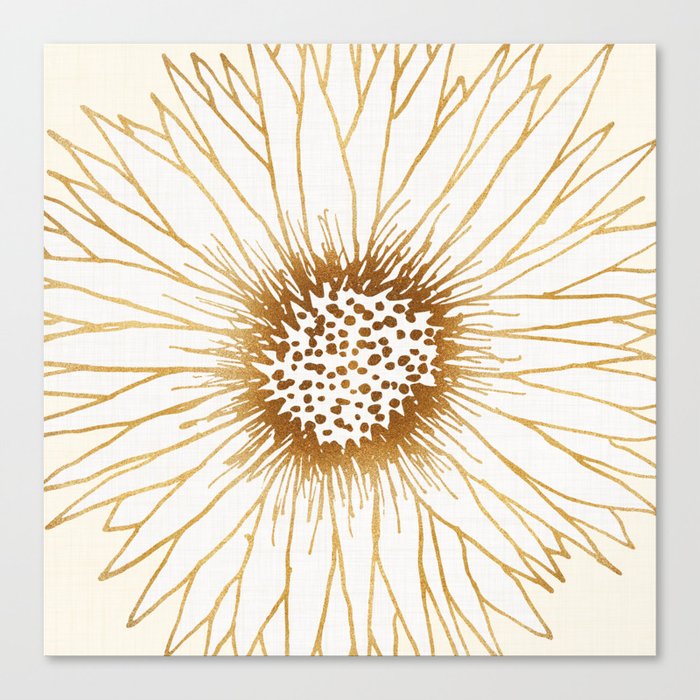 Gold Sunflower Drawing Canvas Print