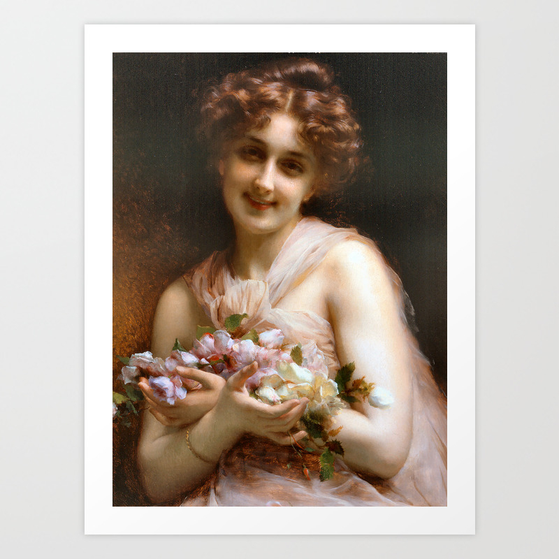Pretty Victorian Lady With Flowers Art Print By Designsbyjoy