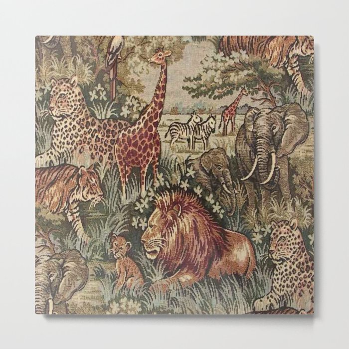 Cute Africa Safari Wildlife Drawing Painting Art Metal Print