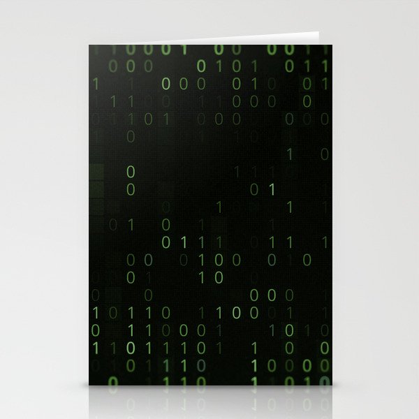 Green background of matrix with binary code Stationery Cards