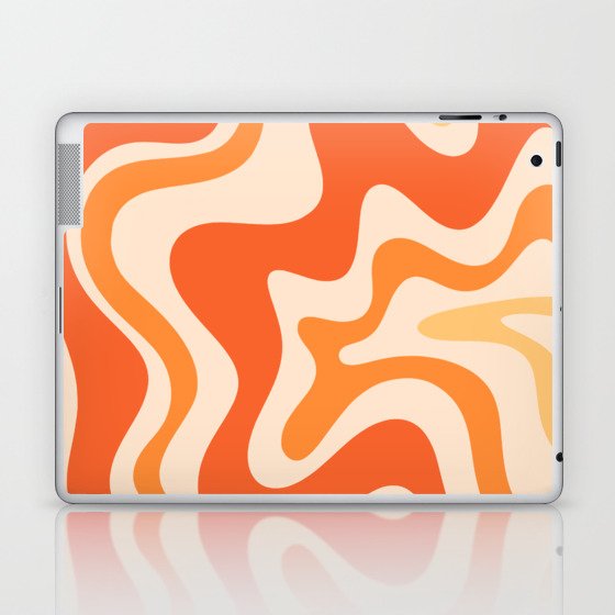 Tangerine Liquid Swirl Retro Abstract Pattern Laptop & iPad Skin