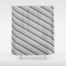 [ Thumbnail: Grey & Light Grey Colored Lines/Stripes Pattern Shower Curtain ]