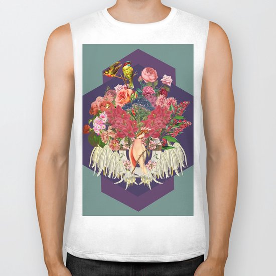 Floral and Parrot Biker Tank