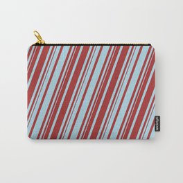 [ Thumbnail: Light Blue & Brown Colored Lines Pattern Carry-All Pouch ]