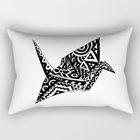 Paper Crane Bird Origami Doodle Rectangular Pillow