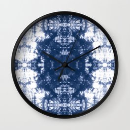 Shibori Tie Dye 2 Indigo Blue Wall Clock