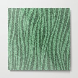 Green Glitter Zebra Print Metal Print